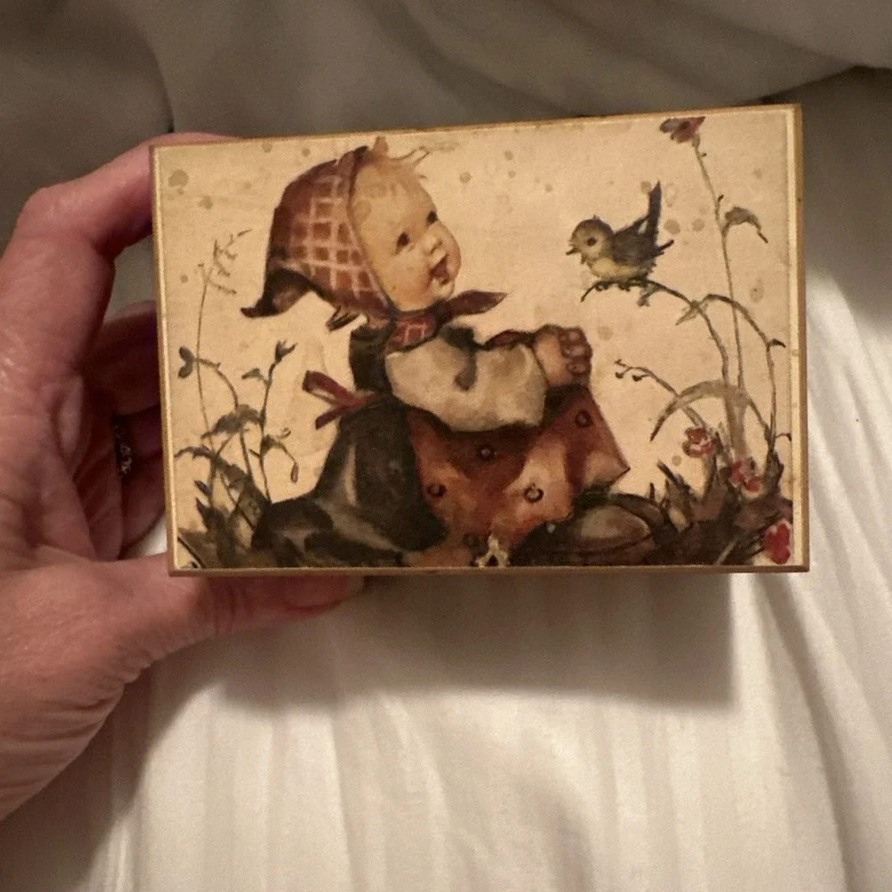 Vintage Reuge Swiss Music Box Wooden Jewelry Trinket Box Working‎ Edelweiss Tune